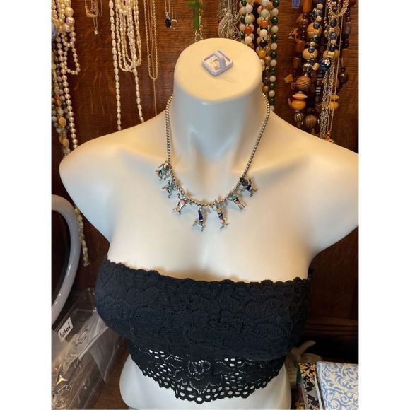 Vintage Sterling Kachina Dancers Multicolor Stones Choker...